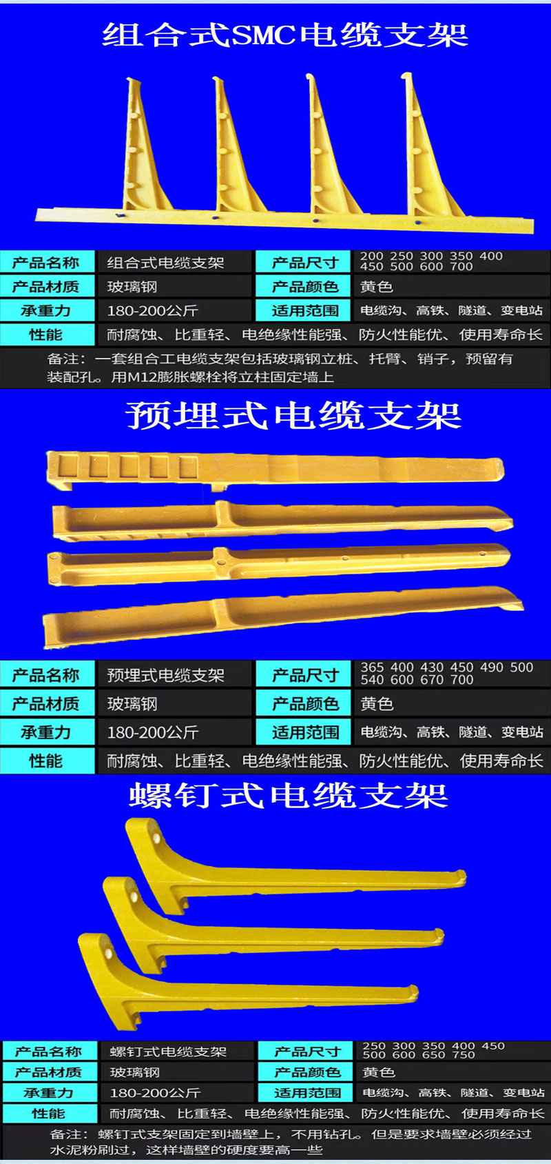 玻璃钢电力管支架与玻璃钢SMC电缆沟支架